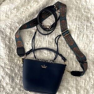 Kate Spade Navy Crossbody Bag with Ornate Strap